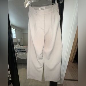 Petite Abercrombie Cream Wide-Leg Trousers